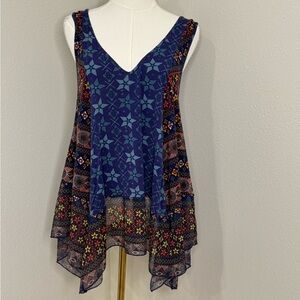 Desigual Patchwork Tunic Tank Top Boho Handkerchief Hem Medium